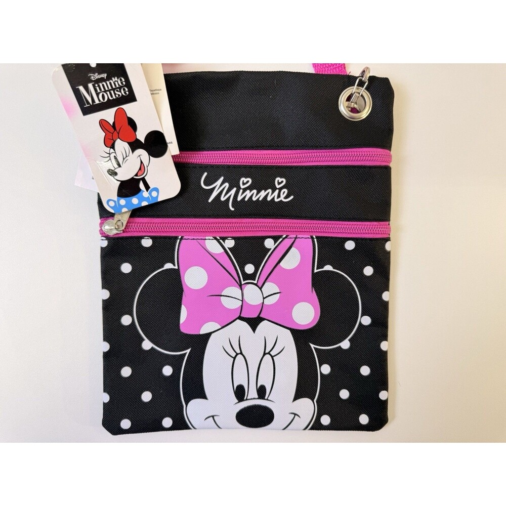 New Disney Minnie Mouse Crossbody Bag Purse Black with White Polka Dot  Kids NWT